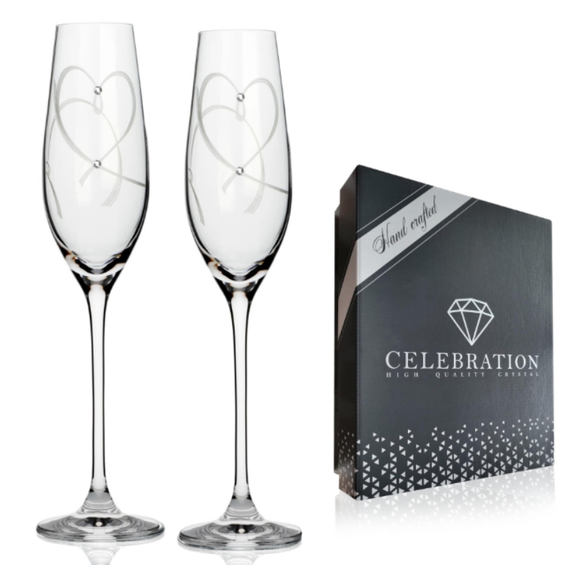 Poháre na šampanské 210 ml Srdce 25260 Crystals (2KS)