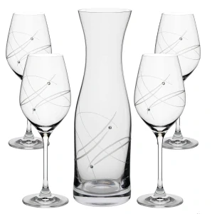 SET fľaša Vital + kalich na víno 27181 Swarovski Crystals (1+4KS)