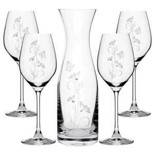 SET fľaša Vital + kalich na víno /Flowers Crystals (1+4KS)