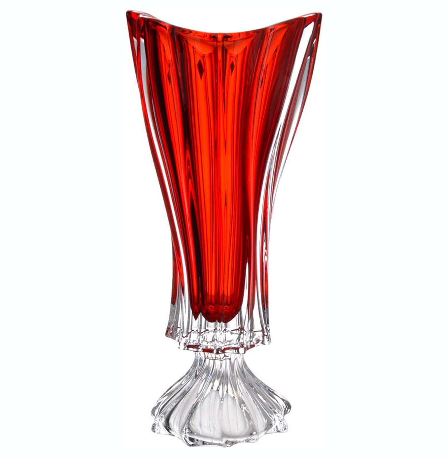 Aurum Plantica krištáľová váza na nohe 40cm Red