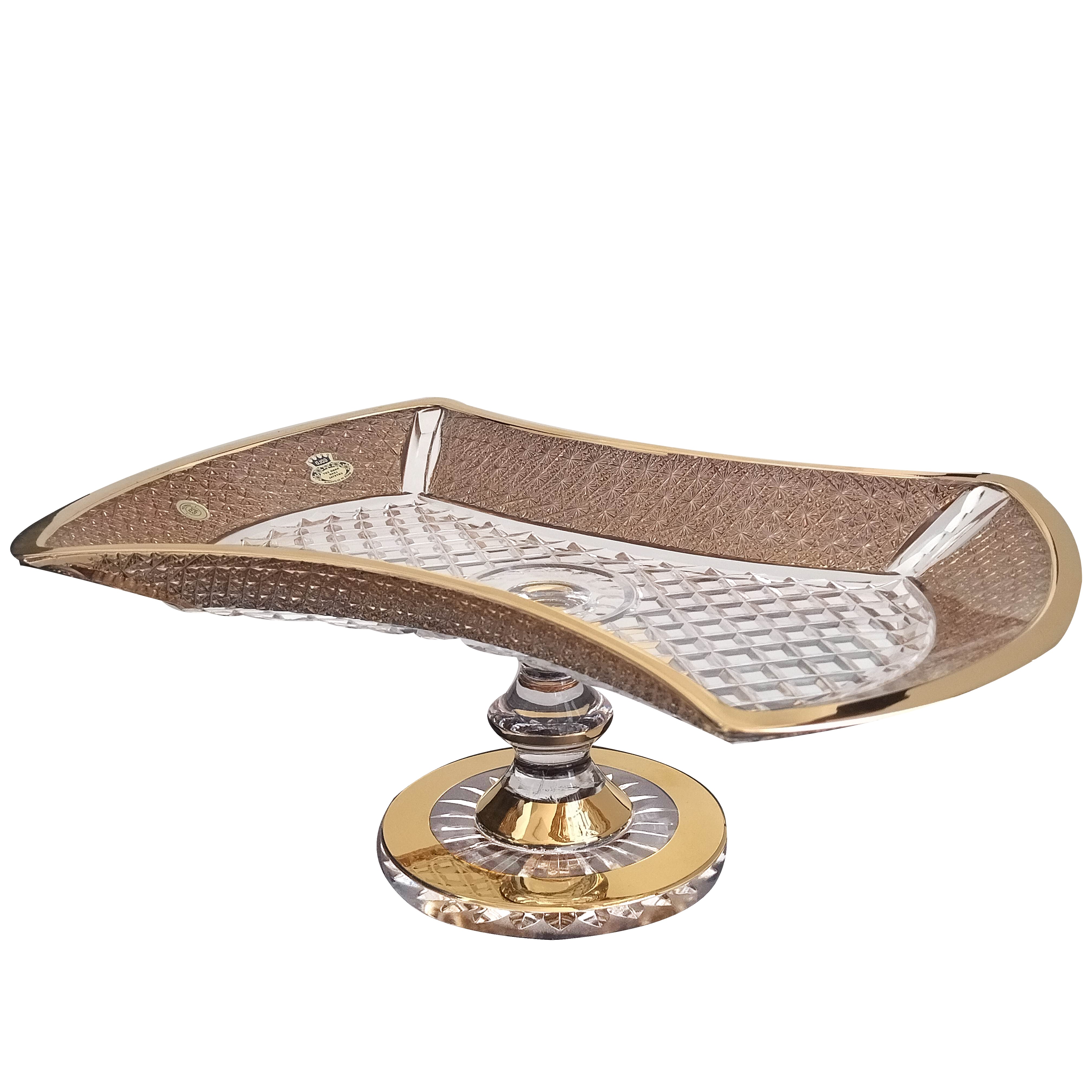 Brúsená krištáľová tácka AXE na nohe ZL 33cm 22111