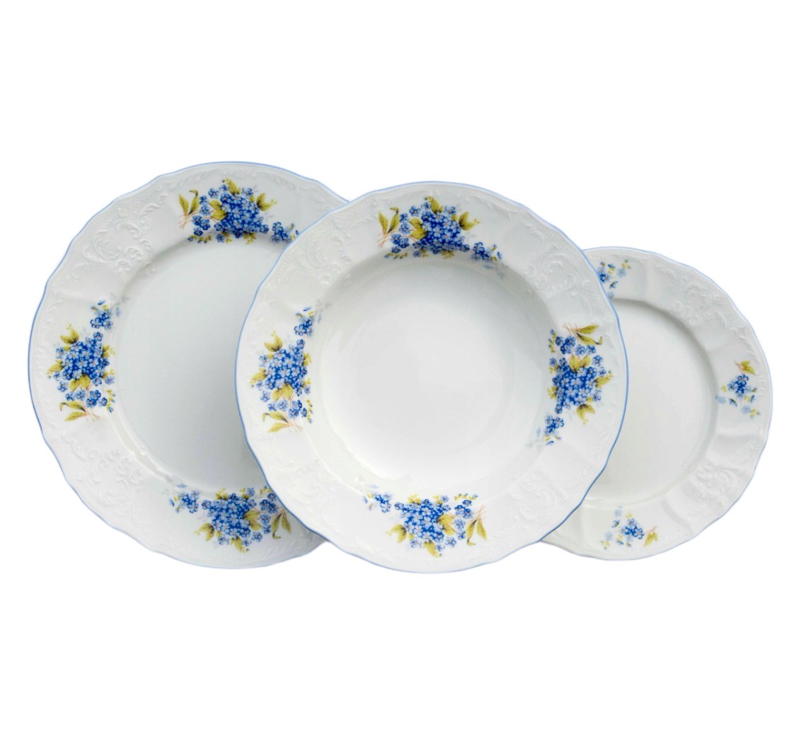 Tanierová jedálenská súprava Thun Bernadotte, nezábudky E0292051 18-dielna