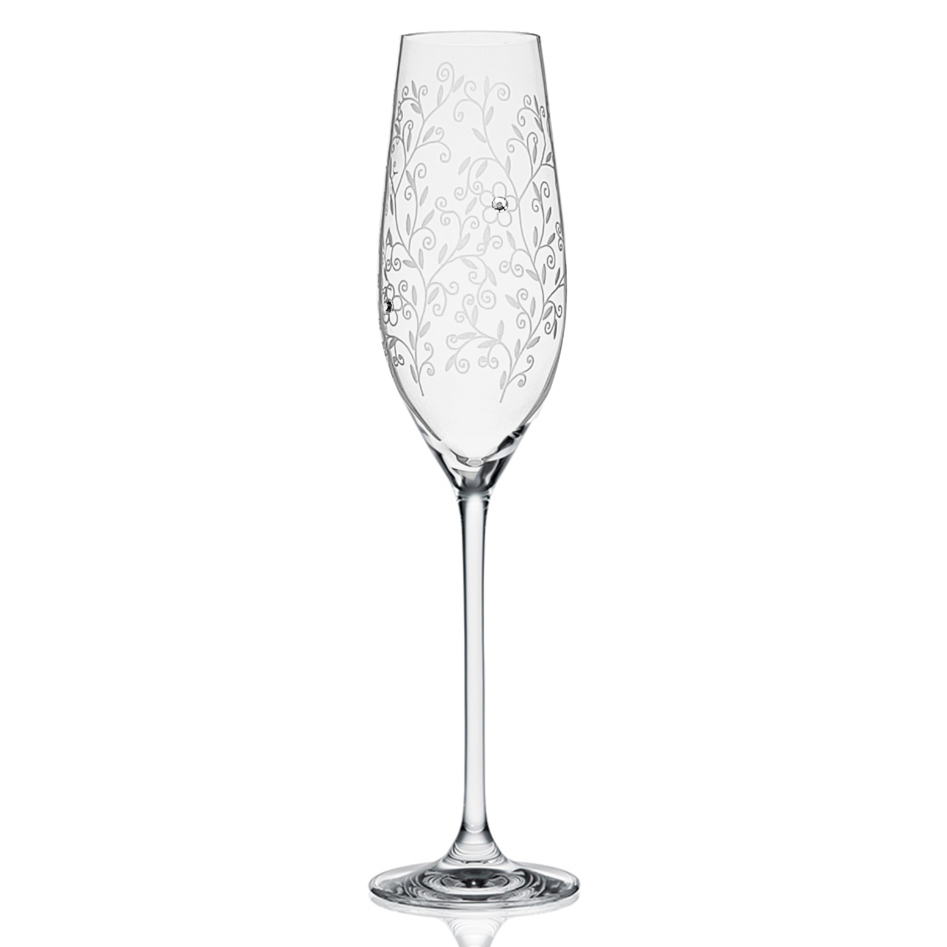 Poháre na šampanské 210ml FLORA Crystals (4ks)