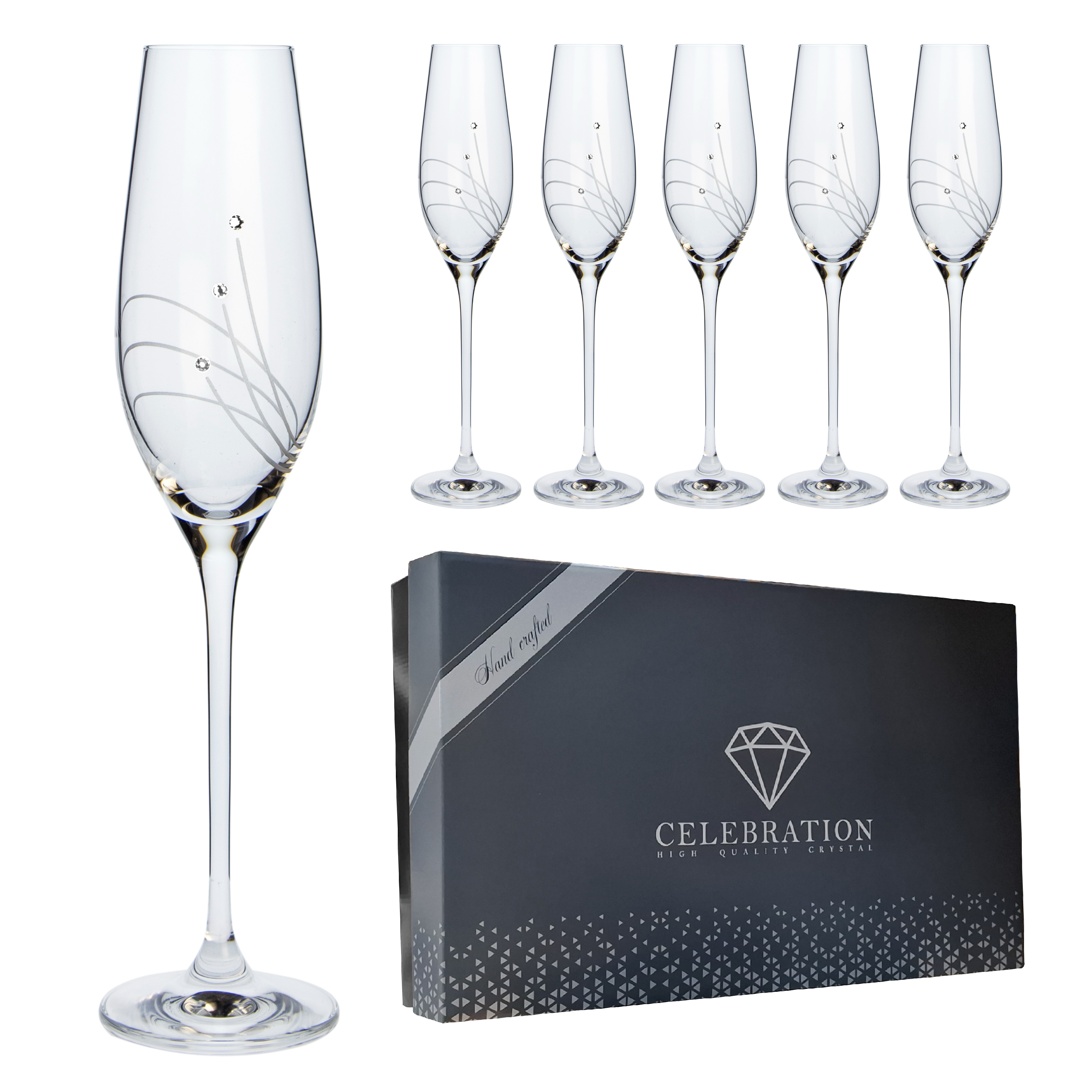 Poháre na šampanské 210ml Celebration 30538 Swarovski Crystals (6KS)
