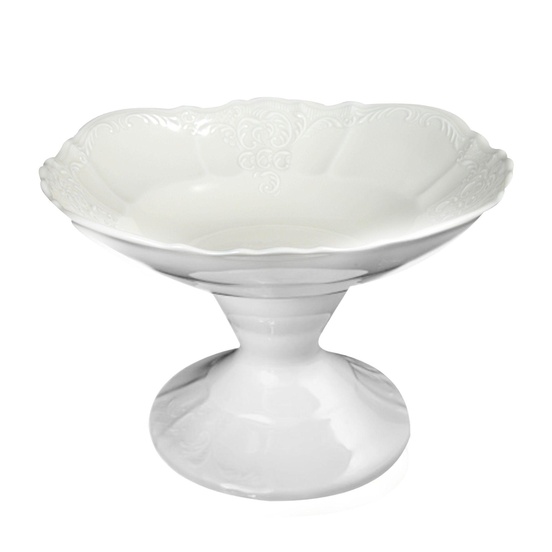 BERNADOTTE - Kompótová misa na nohe 25 cm, biela