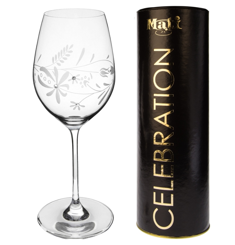 Pohár na víno s ľudovým dekorom FOLK 470ml TUBUS (1 ks)