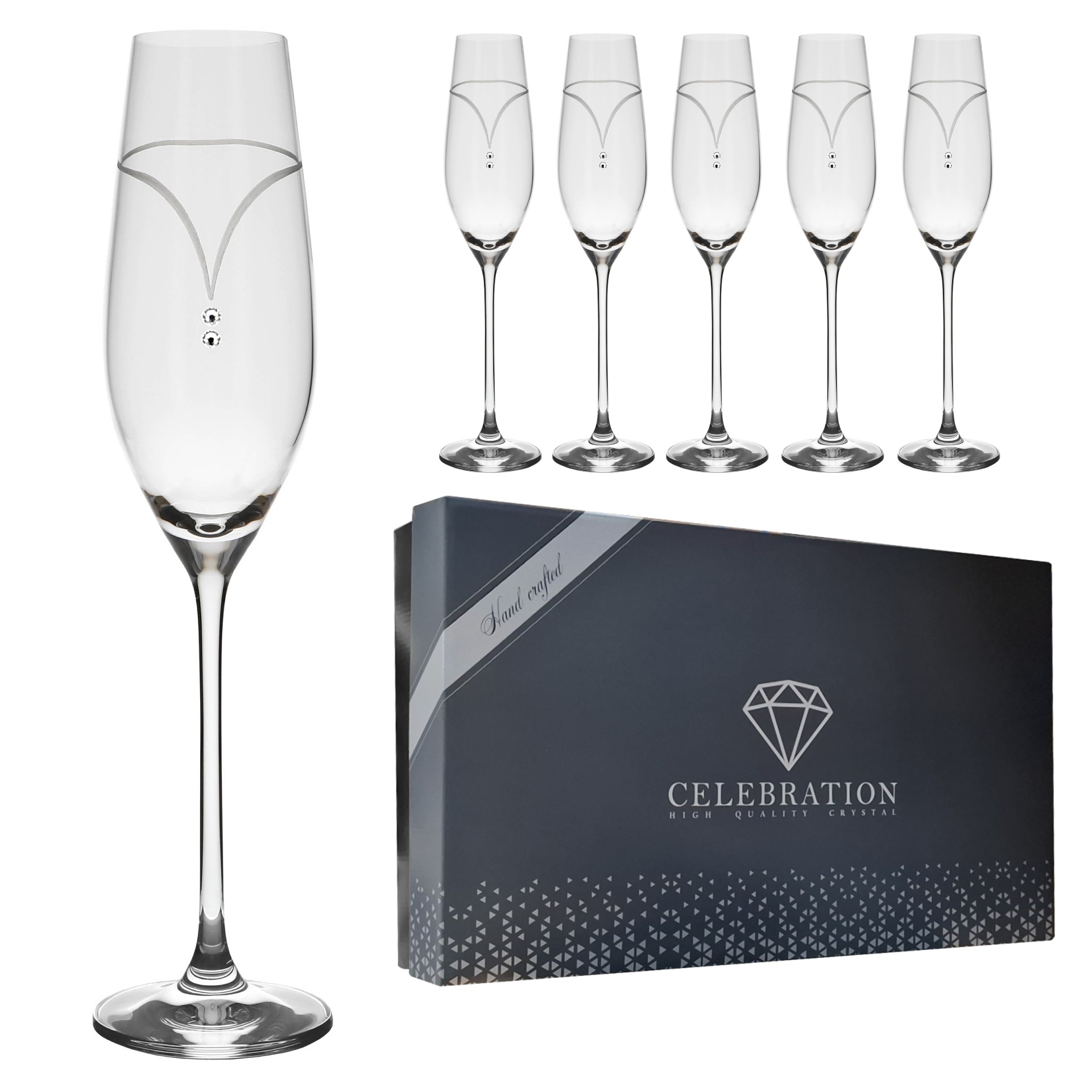 Poháre na šampanské Celebration 210 ml 122 Crystals (6KS)