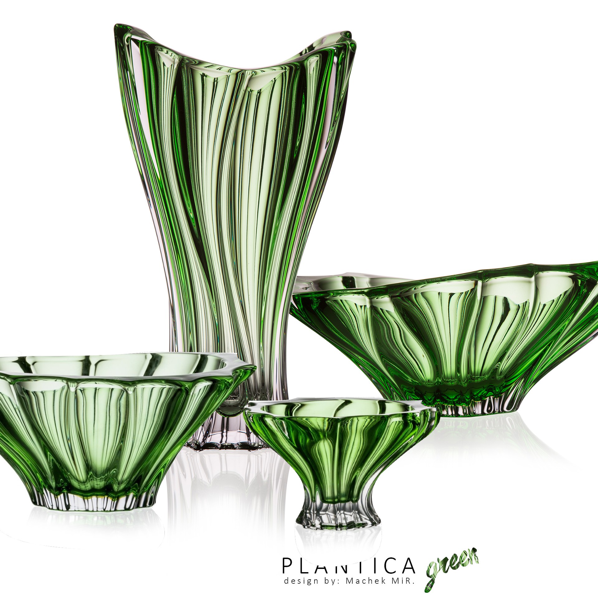Aurum Plantica krištáľová miska 15cm Green
