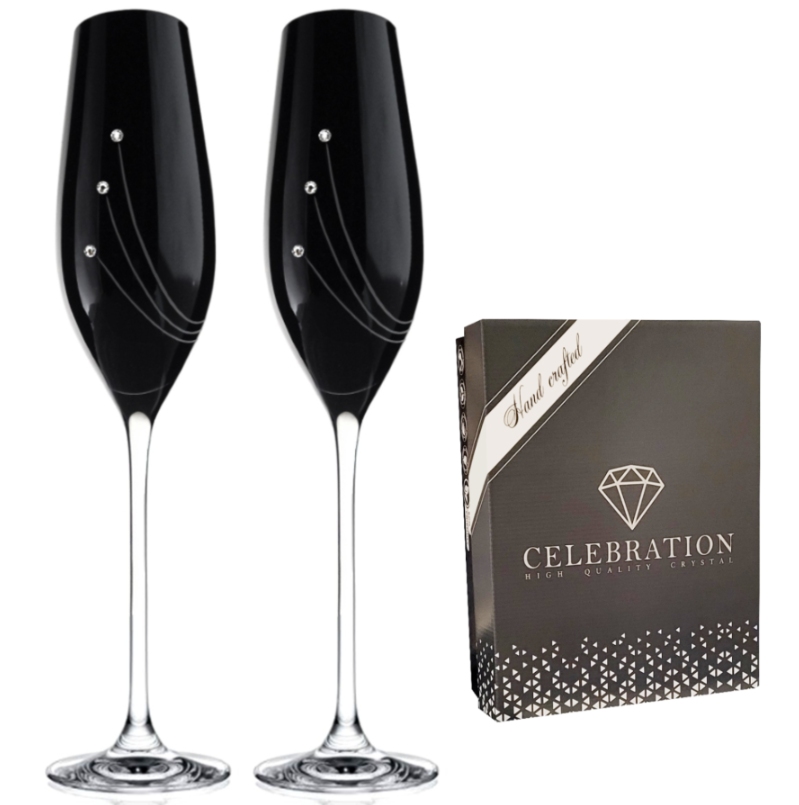 Poháre na šampanské čierne 210ml 31561 Crystals (2KS)