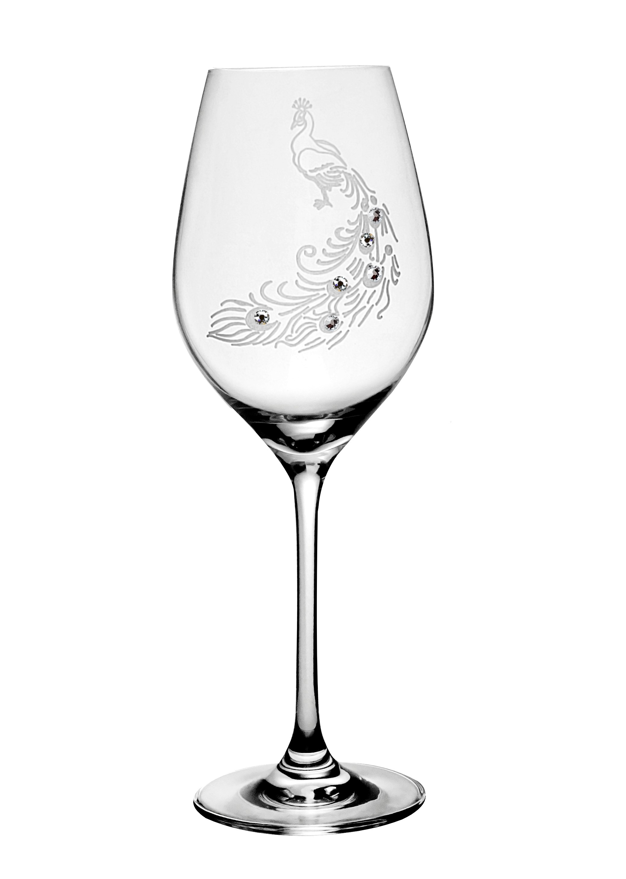 Kalichy na víno 360ml Peacock (PÁV) Crystals (2KS)