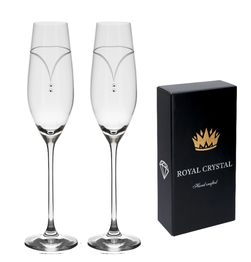 Svadobné poháre s menom a dátumom 210ml dekor 122 Crystals (2KS)