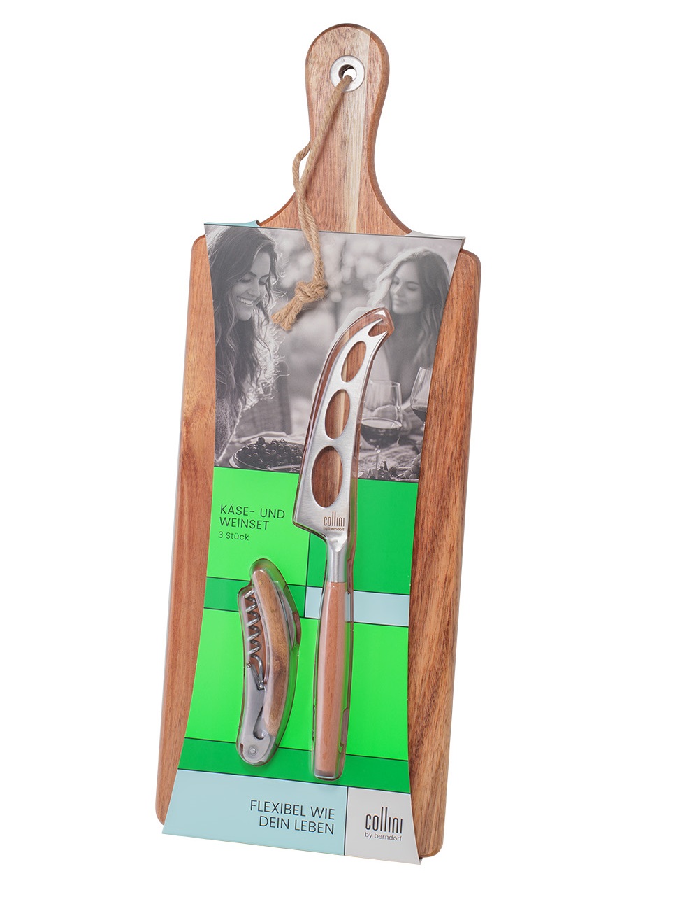 Súprava drevená na syr a víno (3-dielna)