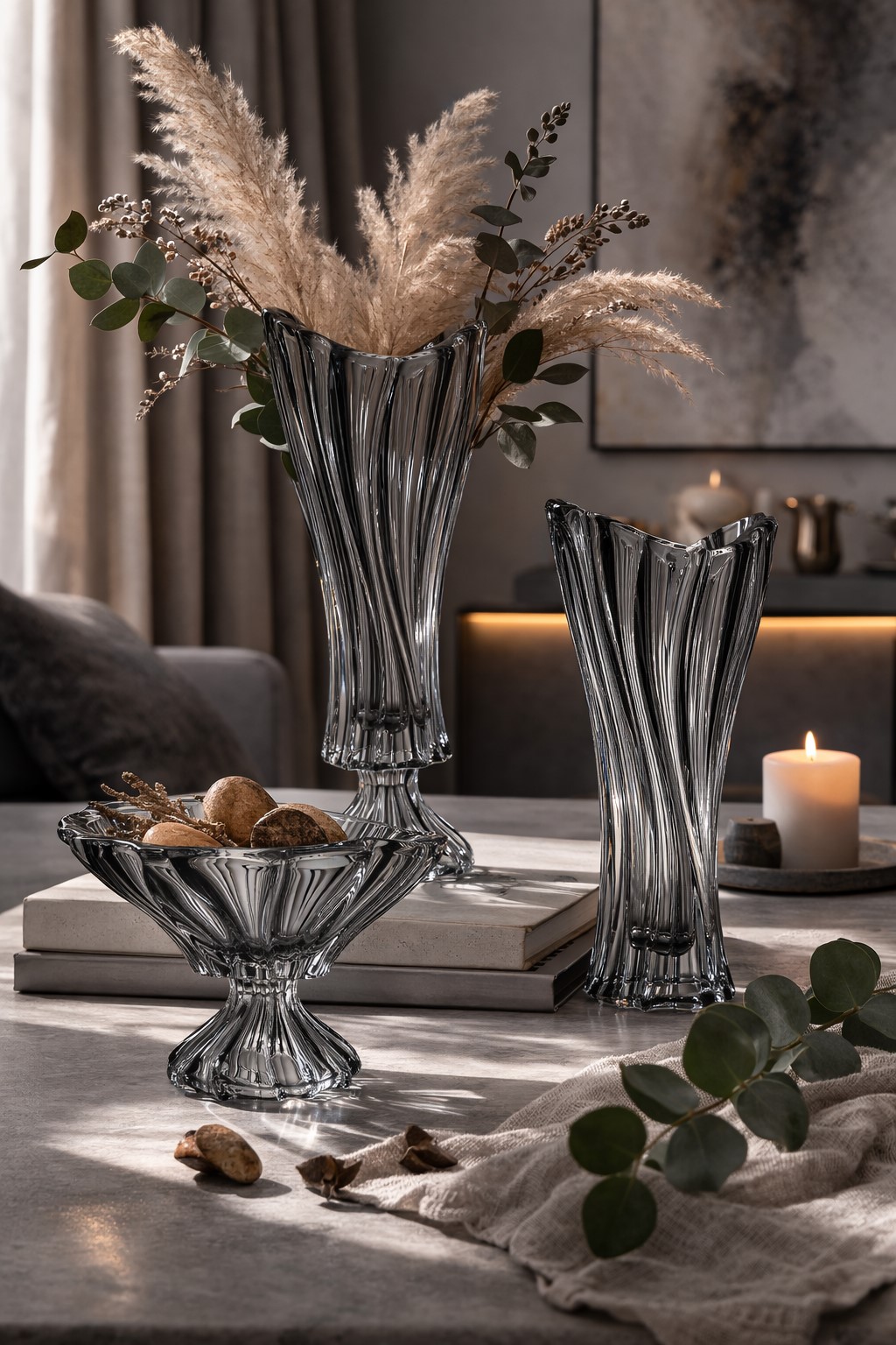 Aurum Plantica krištáľová miska 15 cm Grey (1ks)