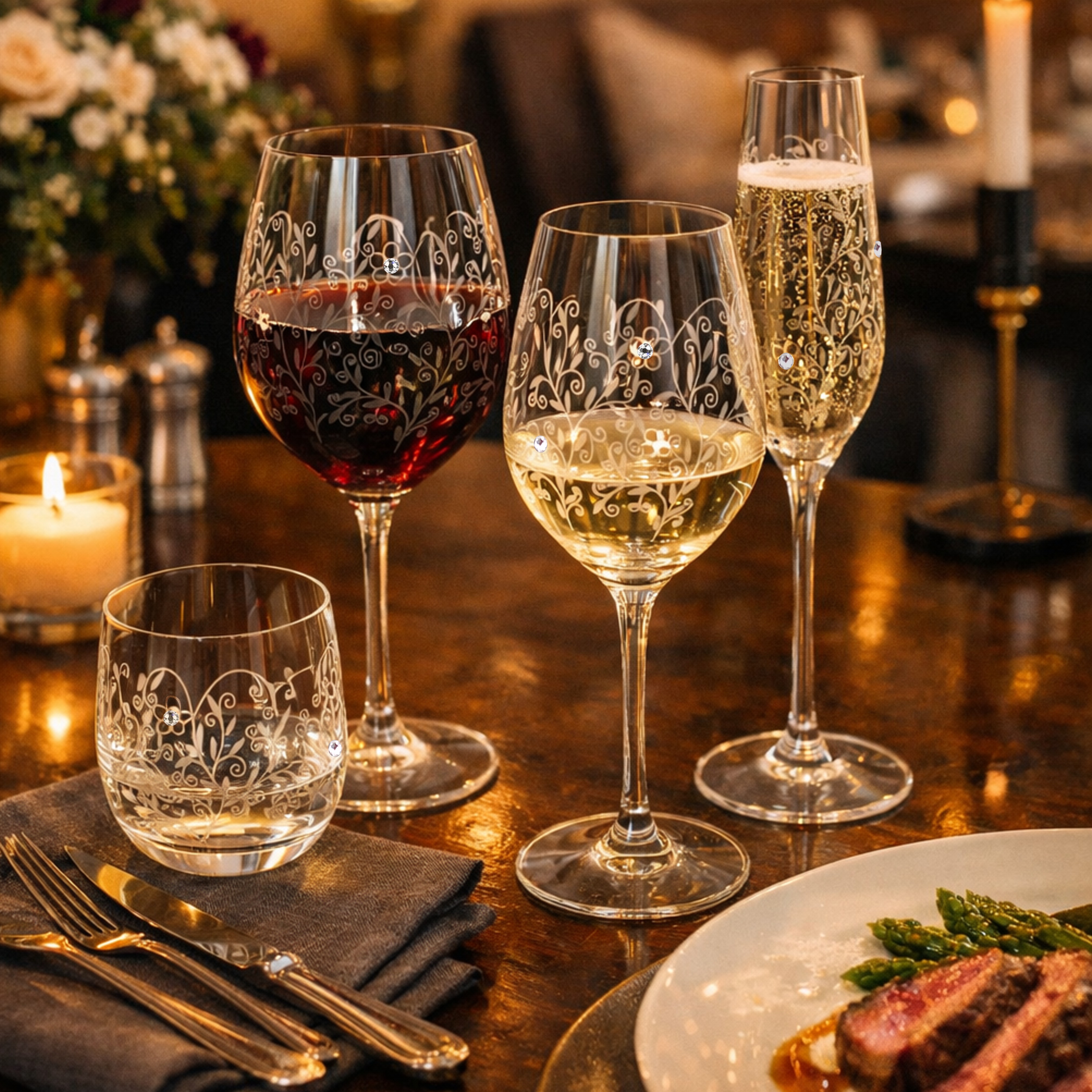 Poháre na vodu globo 350ml FLORA Crystals (4ks)