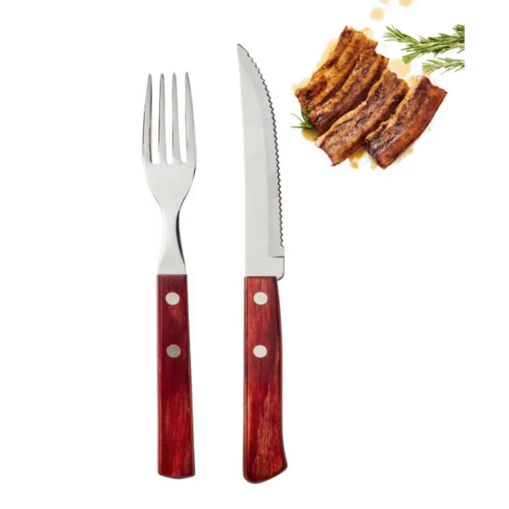Sada drevených príborov na pizzu a steaky Tramontina červená, 12-dielna, pre 6 osôb