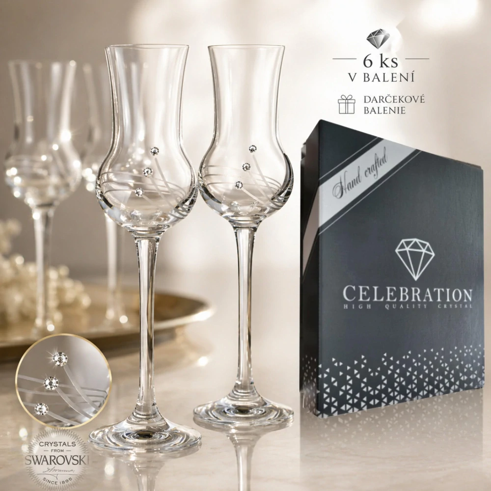 Luxusný set pohárov Grappa 70 ml 30538 Swarovski Crystals (6 ks)