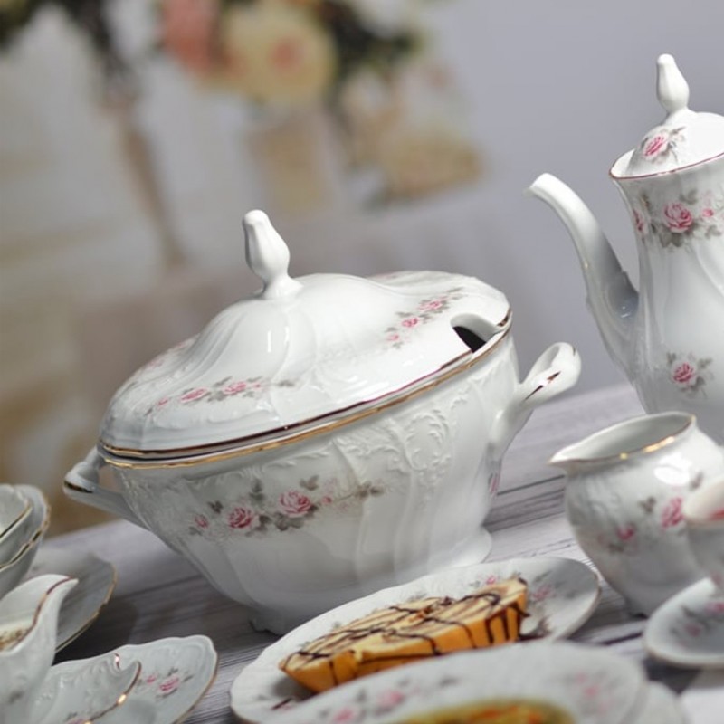 Tanierová súprava BERNADOTTE s dekorom ruží a zlatou linkou 18D (5396011)