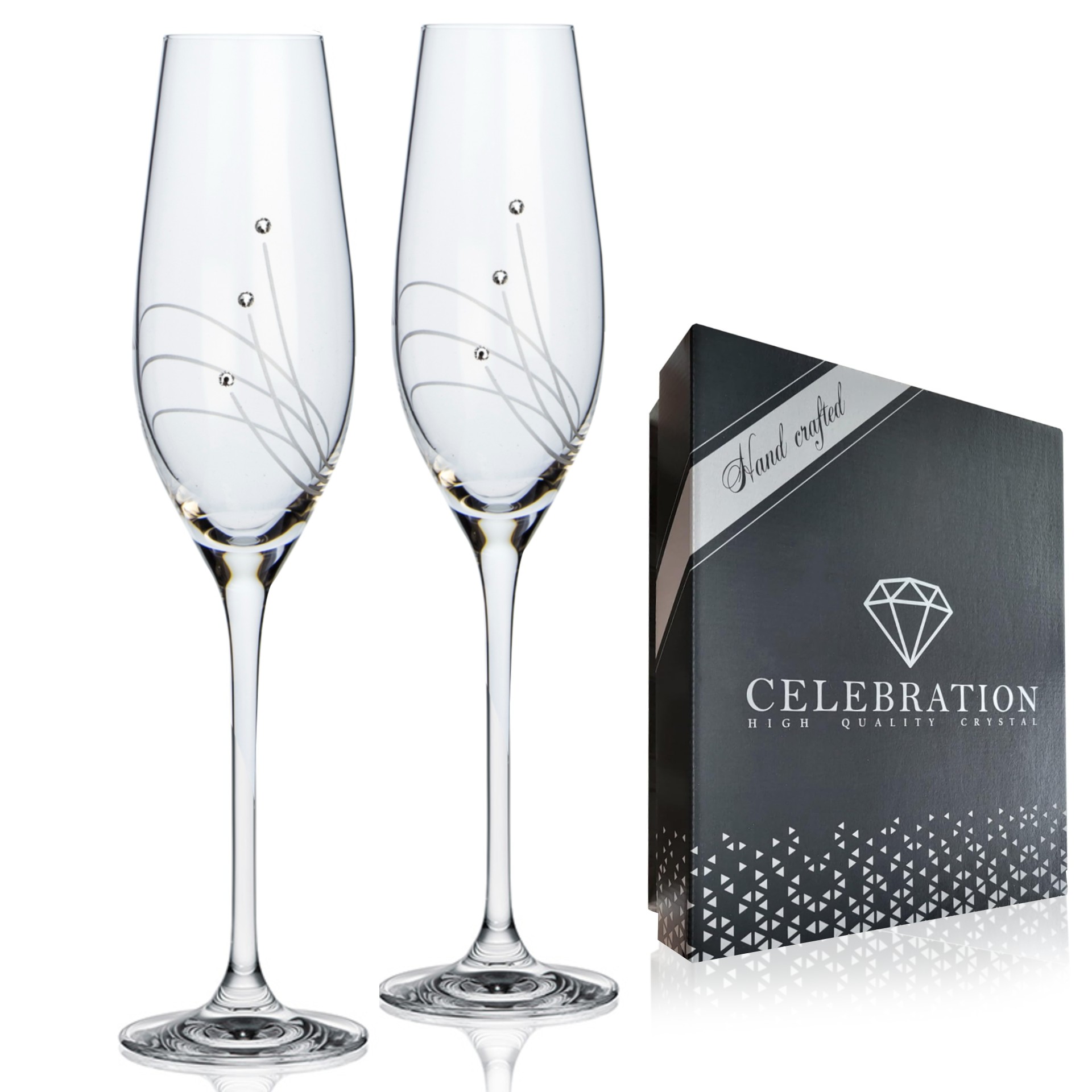 Poháre na šampanské 210ml Celebration 30538 Swarovski Crystals (2KS)