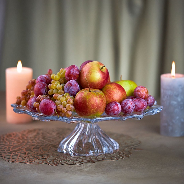 Aurum Plantica krištáľový tanier na nohe 35 cm