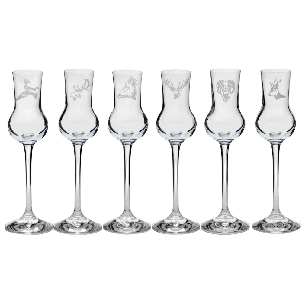 Poháre Grappa s poľovníckym motívom HUNTER (6ks)