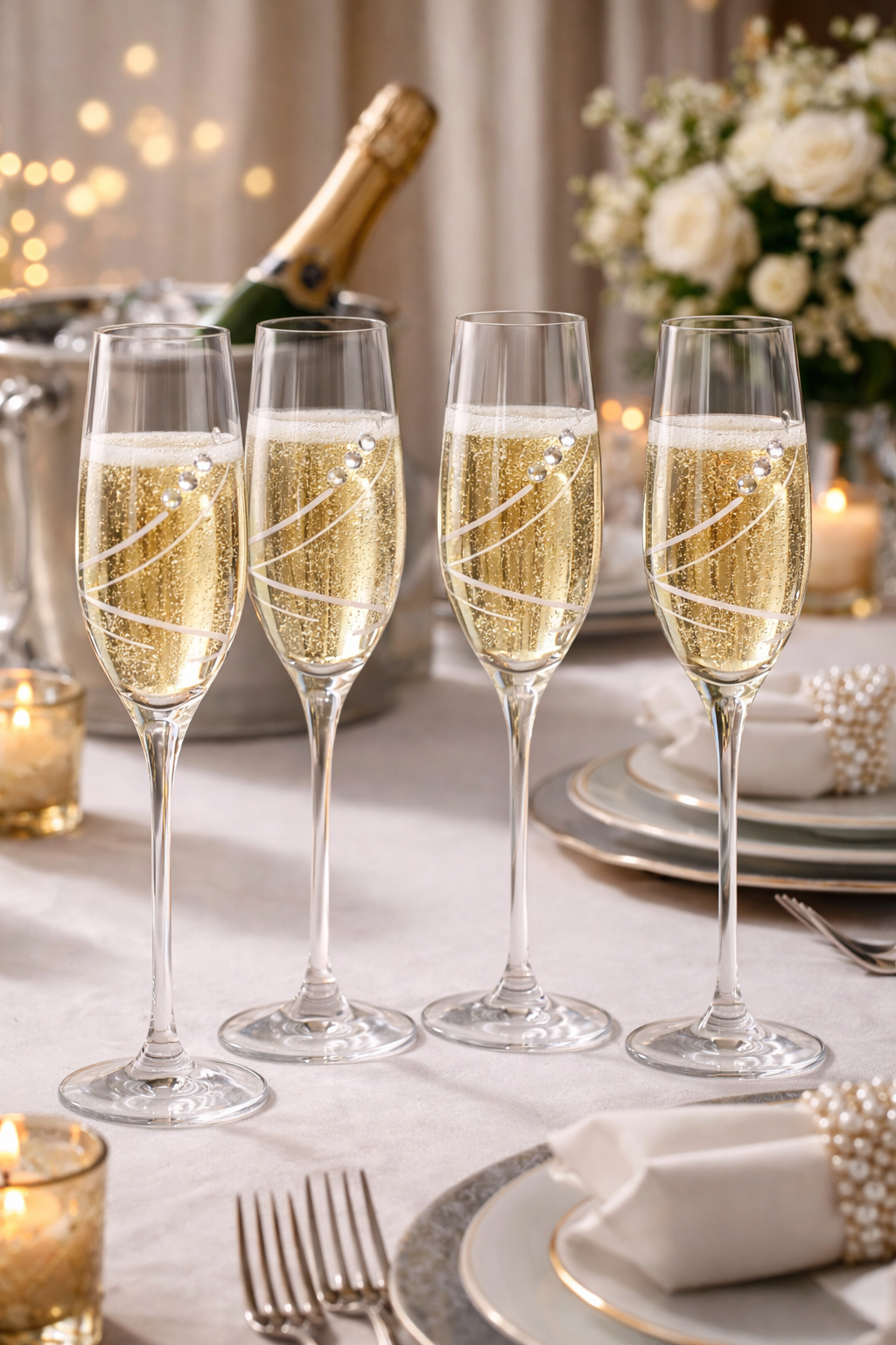 Poháre na šampanské 210ml dekor 34799 Crystals (4ks)