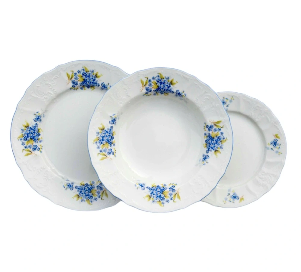 Tanierová jedálenská súprava Thun Bernadotte, nezábudky E0292051 18-dielna