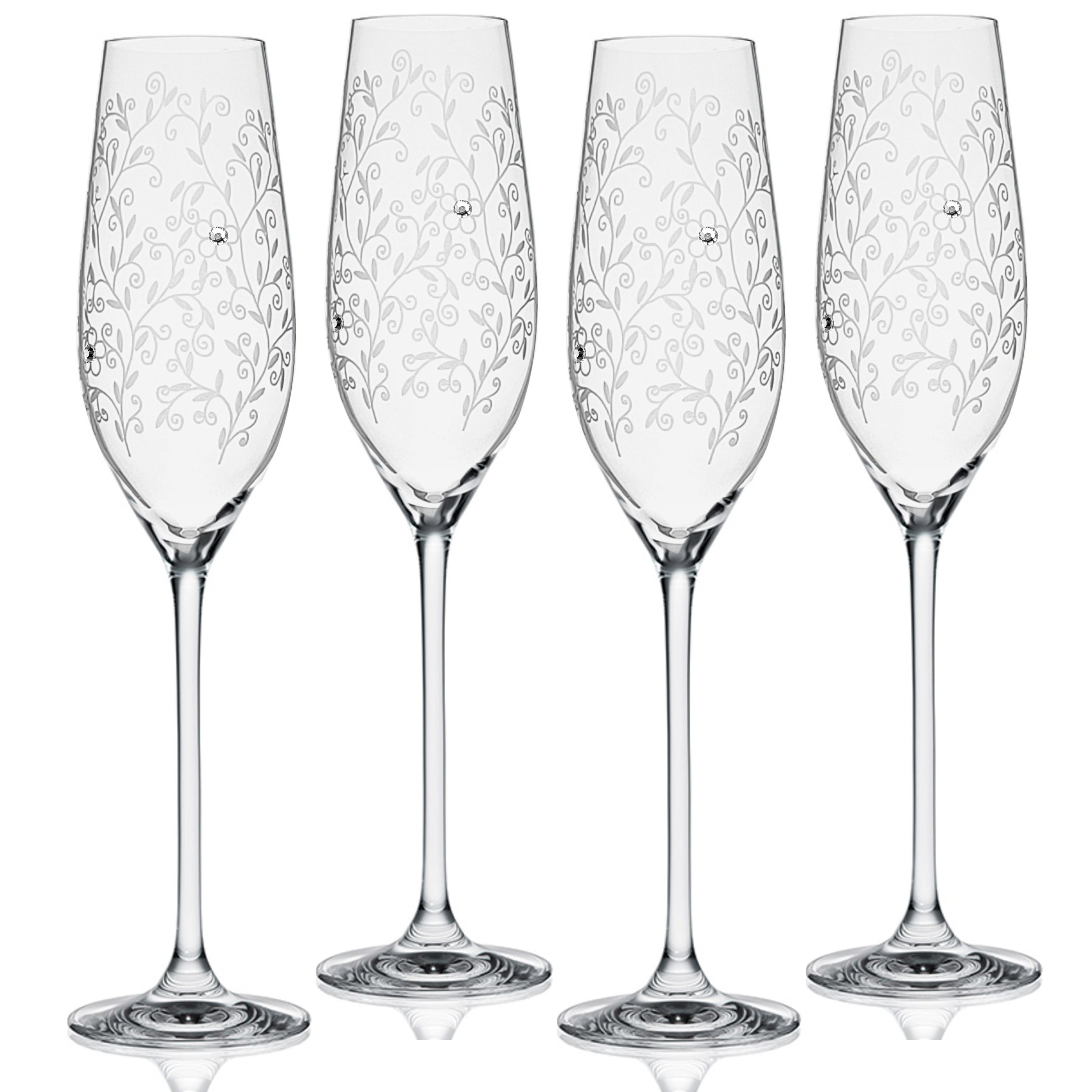 Poháre na šampanské 210ml FLORA Crystals (4ks)