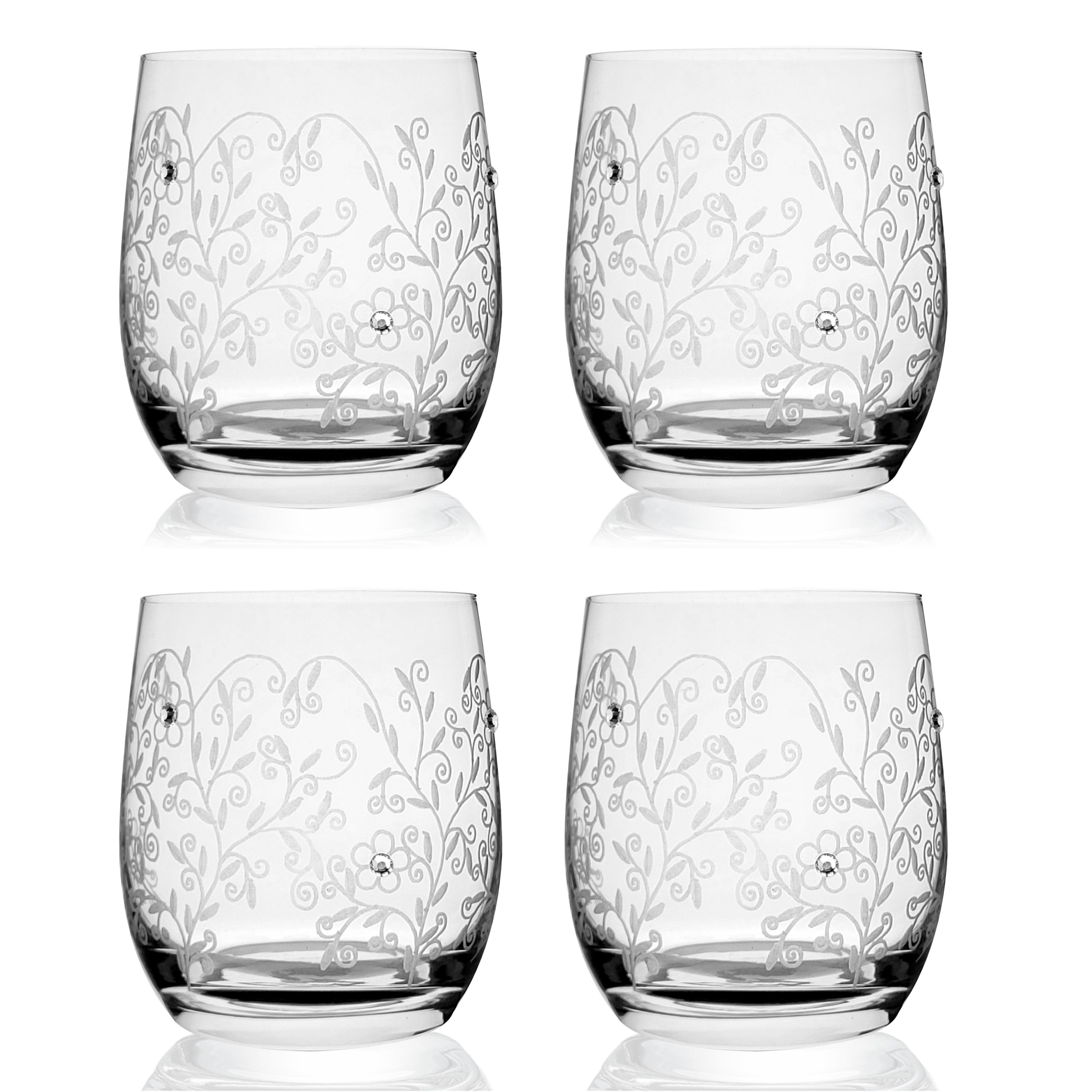 Poháre na vodu globo 350ml FLORA Crystals (4ks)