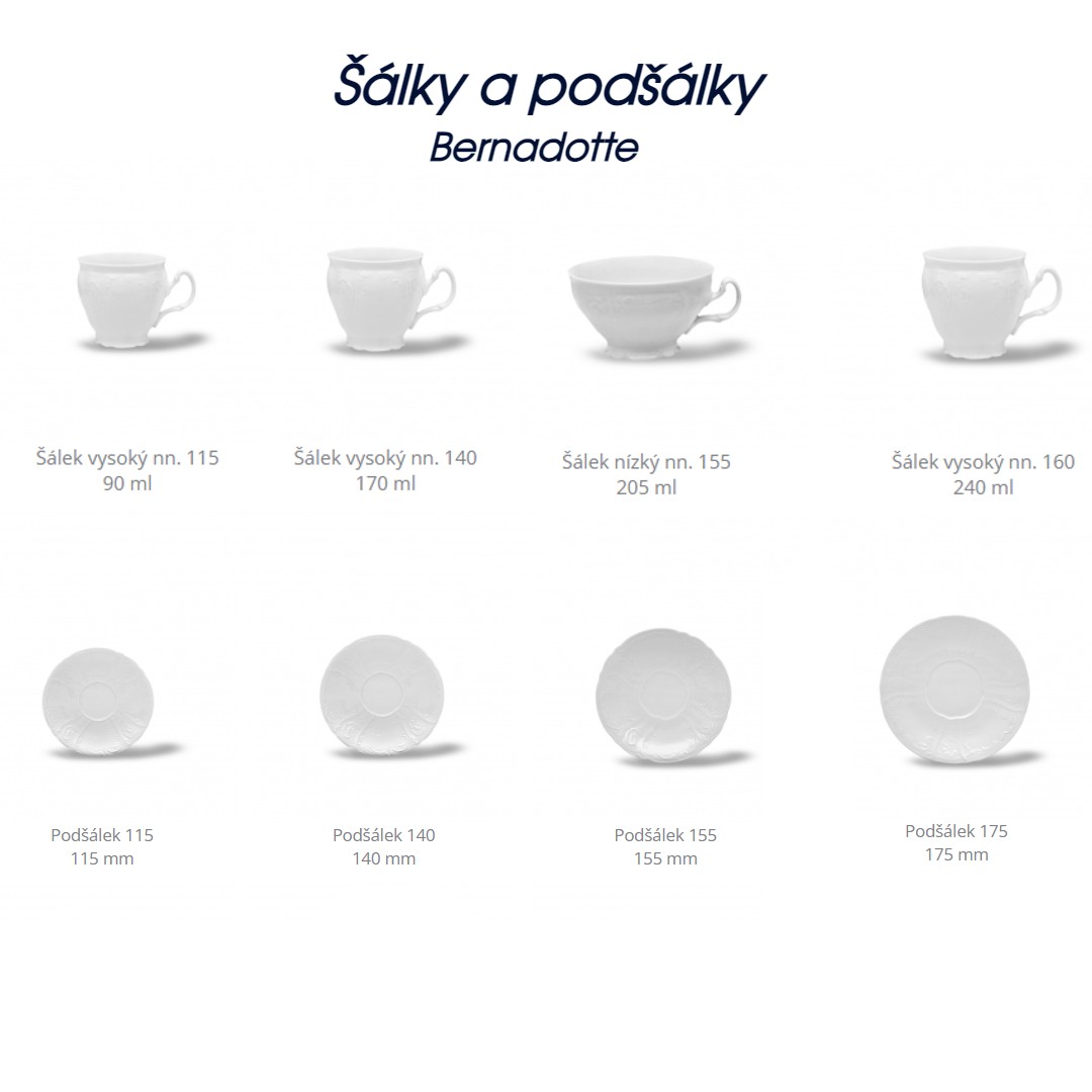 BERNADOTTE šapó set 6KS 205ml, slon.kosť, E0011000SL