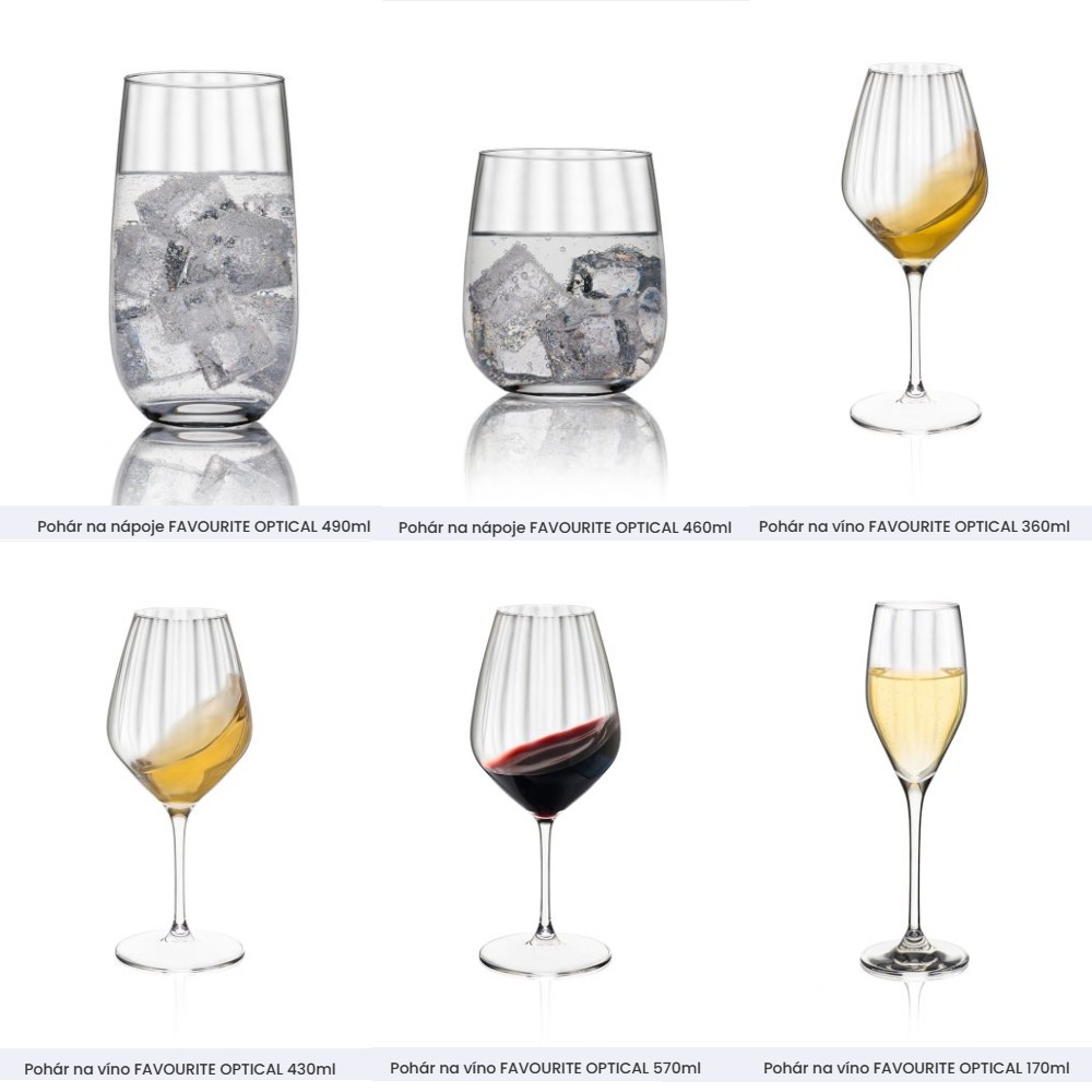 Pohár na víno Favourite OPTICAL s optišovým prevedením 360ml (6KS)