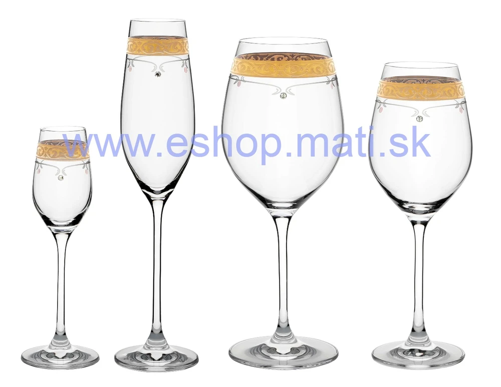 Kalich na víno Royal Gold 360ml 40352 Swarovski Crystals (2KS)