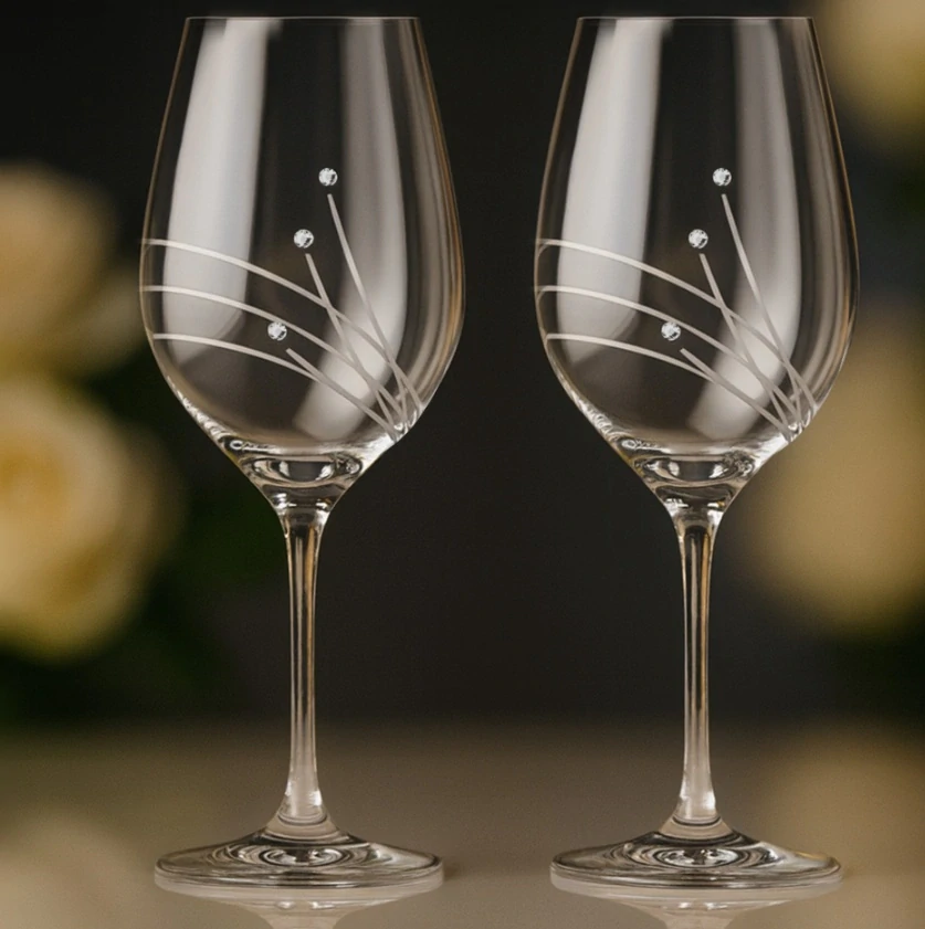 SET fľaša Vital + kalichy na víno 30538 Swarovski Crystals (1+4KS)