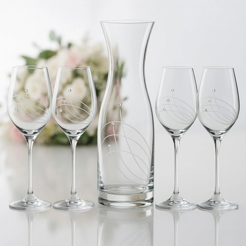 SET fľaša Vital + kalichy na víno 30538 Swarovski Crystals (1+4KS)