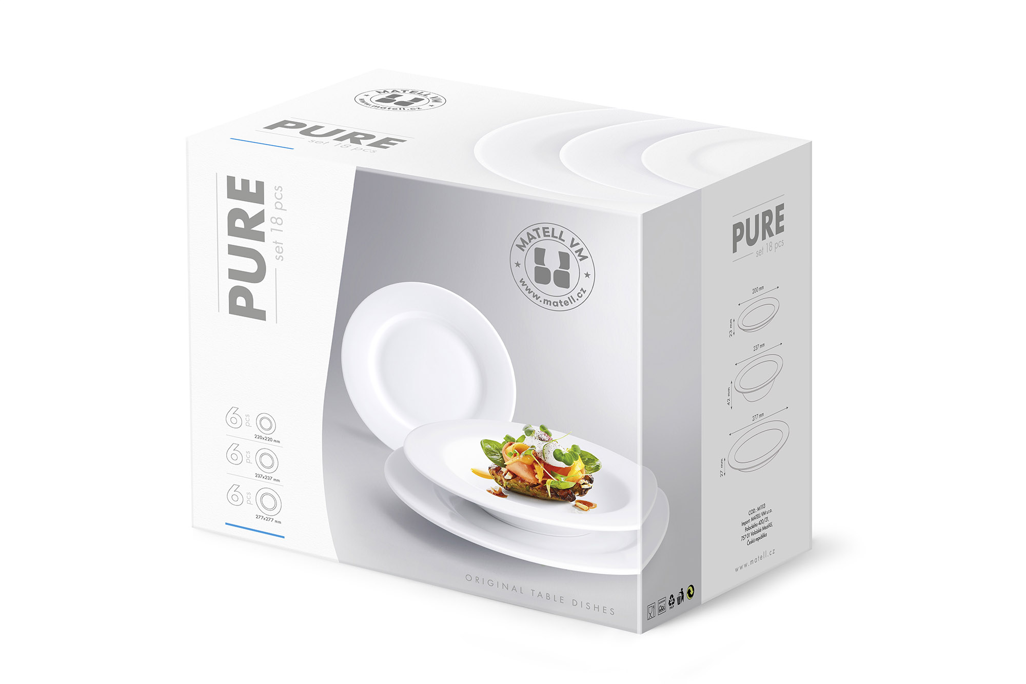 Tanierová súprava biela PURE PREMIUM 18D biela