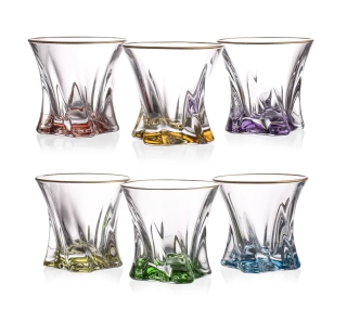 Aurum Cooper krištáľové poháre so zlatým okrajom 320ml COLOR (6ks)